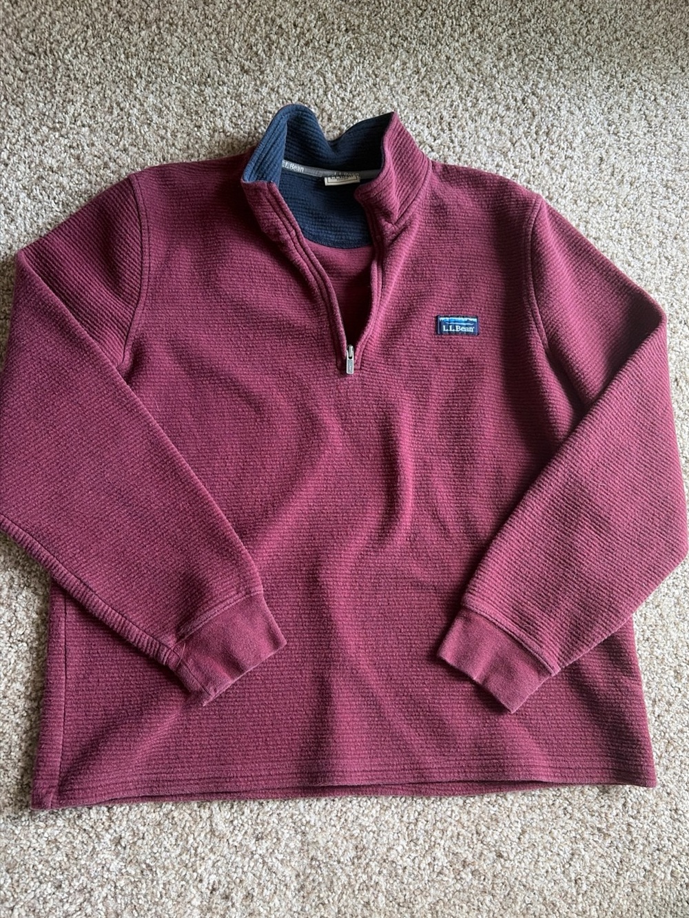 L.L. Bean Men’s Quarter-Zip Lakewashed Sweater in Burgundy Men’s Large